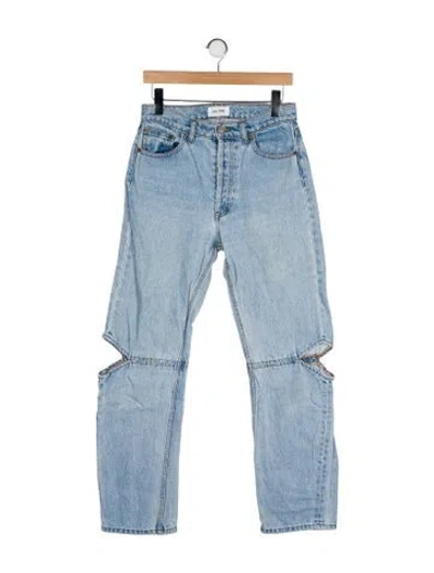 Pre-owned Still Here High-rise Straight Leg Jeans In Blue