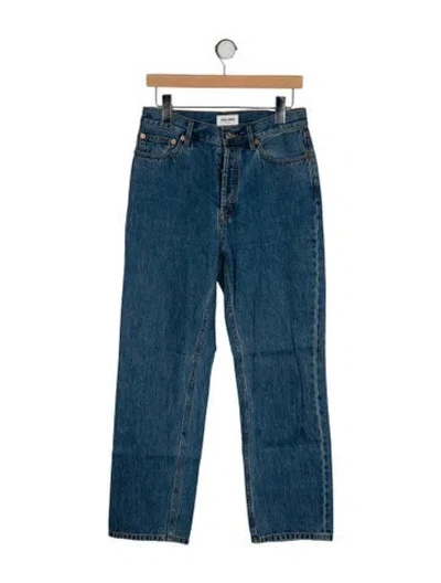 Pre-owned Still Here High-rise Straight Leg Jeans In Blue
