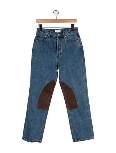 Pre-owned Still Here High-rise Straight Leg Jeans In Blue