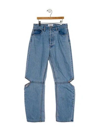 Pre-owned Still Here High-rise Straight Leg Jeans In Blue