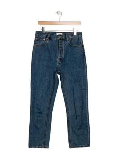 Pre-owned Still Here High-rise Straight Leg Jeans In Blue