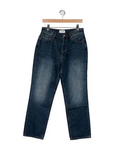 Pre-owned Still Here High-rise Straight Leg Jeans In Blue