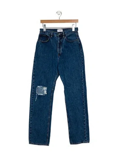 Pre-owned Still Here High-rise Straight Leg Jeans In Blue