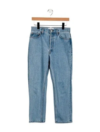 Pre-owned Still Here High-rise Straight Leg Jeans In Blue