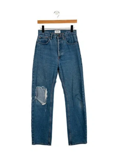 Pre-owned Still Here High-rise Straight Leg Jeans In Blue