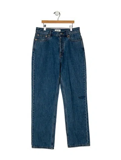 Pre-owned Still Here High-rise Straight Leg Jeans In Blue