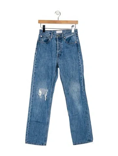 Pre-owned Still Here High-rise Straight Leg Jeans In Blue