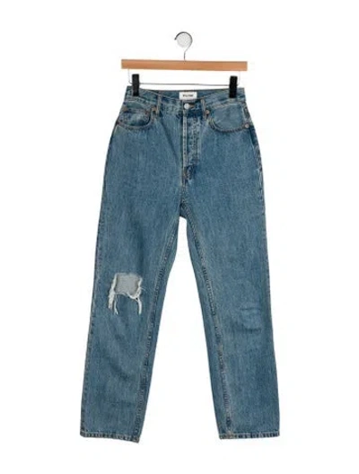 Pre-owned Still Here High-rise Straight Leg Jeans In Blue