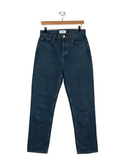 Pre-owned Still Here High-rise Straight Leg Jeans In Blue