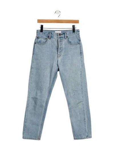 Pre-owned Still Here High-rise Straight Leg Jeans In Blue