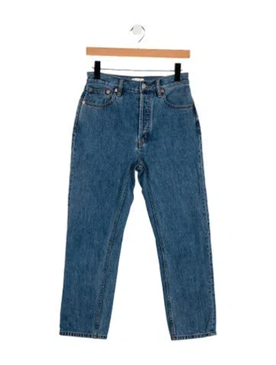 Pre-owned Still Here High-rise Straight Leg Jeans In Blue