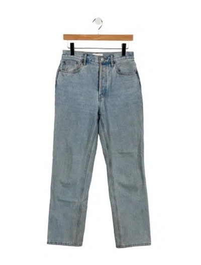 Pre-owned Still Here High-rise Straight Leg Jeans In Blue