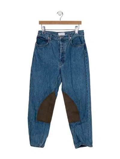 Pre-owned Still Here High-rise Straight Leg Jeans In Blue