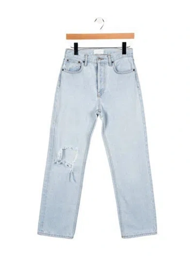 Pre-owned Still Here High-rise Straight Leg Jeans In Blue