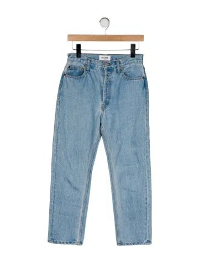 Pre-owned Still Here High-rise Straight Leg Jeans In Blue