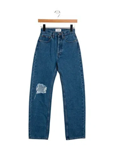 Pre-owned Still Here High-rise Straight Leg Jeans In Blue