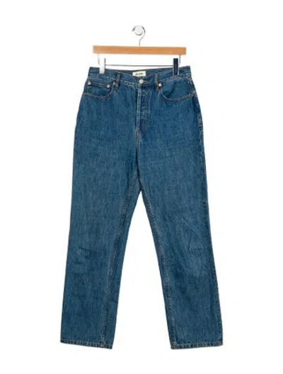 Pre-owned Still Here High-rise Straight Leg Jeans In Blue