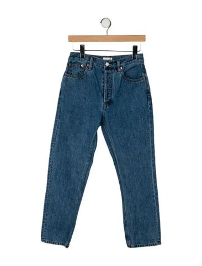 Pre-owned Still Here High-rise Straight Leg Jeans In Blue