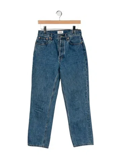 Pre-owned Still Here High-rise Straight Leg Jeans In Blue
