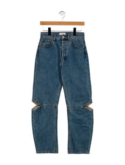 Pre-owned Still Here High-rise Straight Leg Jeans In Blue
