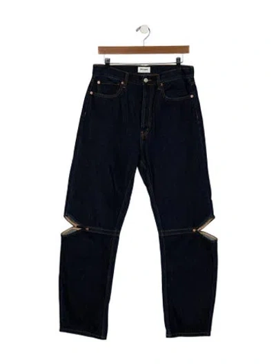 Pre-owned Still Here High-rise Straight Leg Jeans In Blue