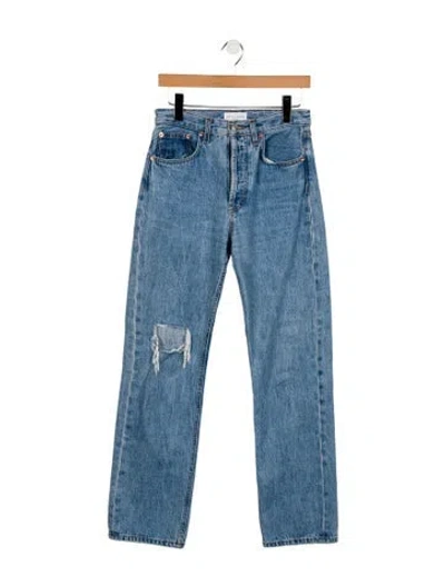 Pre-owned Still Here High-rise Straight Leg Jeans In Blue