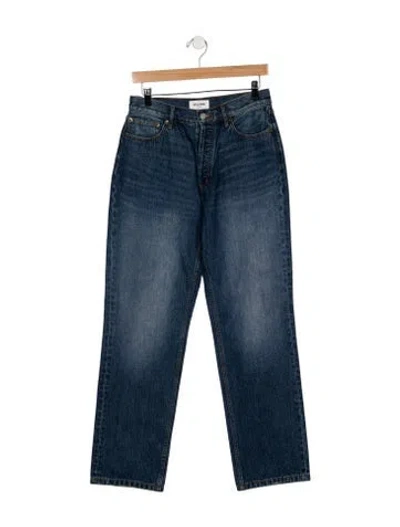 Pre-owned Still Here High-rise Straight Leg Jeans In Blue