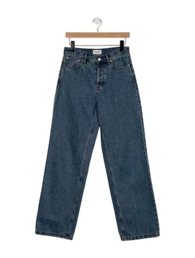 Pre-owned Still Here High-rise Straight Leg Jeans In Blue