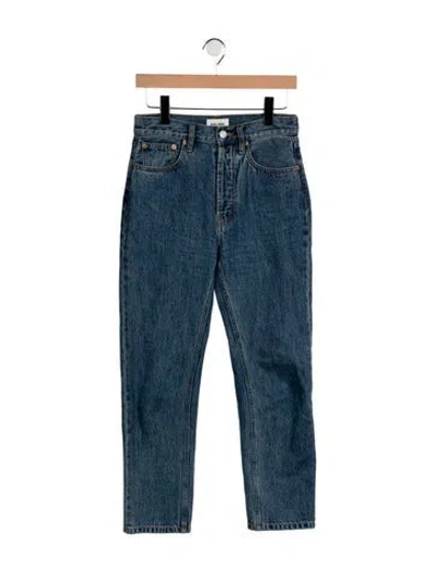Pre-owned Still Here High-rise Straight Leg Jeans In Blue