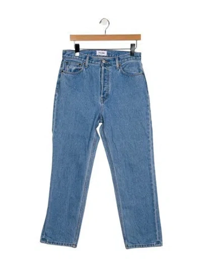 Pre-owned Still Here High-rise Straight Leg Jeans In Blue