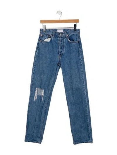 Pre-owned Still Here High-rise Straight Leg Jeans In Blue