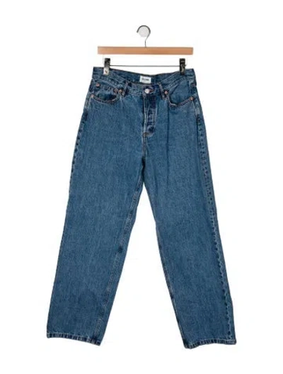 Pre-owned Still Here High-rise Straight Leg Jeans In Blue