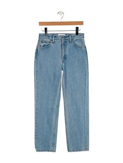 Pre-owned Still Here High-rise Straight Leg Jeans In Blue