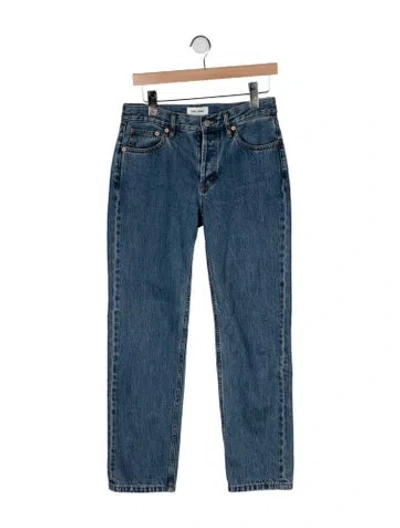 Pre-owned Still Here High-rise Straight Leg Jeans In Blue