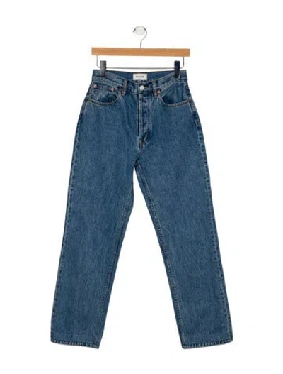 Pre-owned Still Here High-rise Straight Leg Jeans In Blue