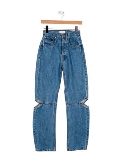Pre-owned Still Here High-rise Straight Leg Jeans In Blue