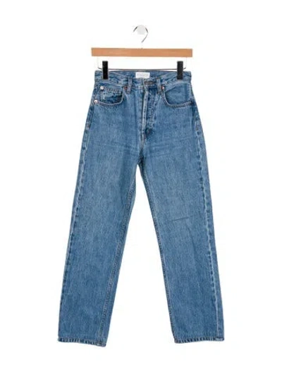 Pre-owned Still Here High-rise Straight Leg Jeans In Blue