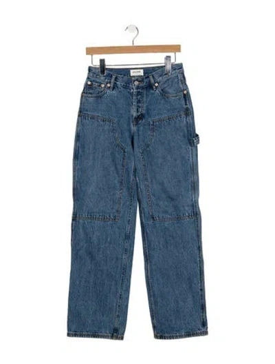 Pre-owned Still Here High-rise Straight Leg Jeans In Blue