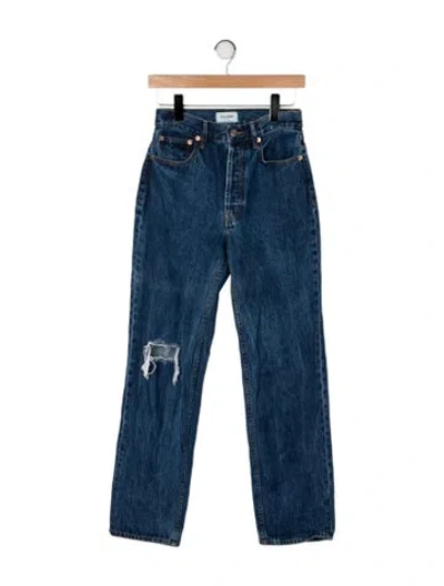 Pre-owned Still Here High-rise Straight Leg Jeans In Blue