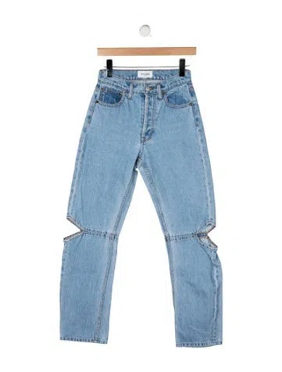 Pre-owned Still Here High-rise Straight Leg Jeans In Blue