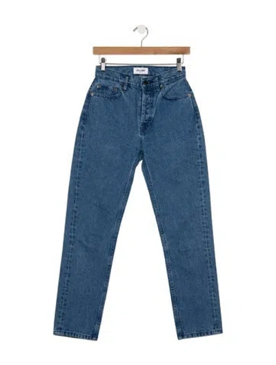 Pre-owned Still Here High-rise Straight Leg Jeans In Blue