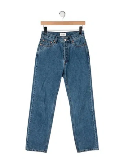 Pre-owned Still Here High-rise Straight Leg Jeans In Blue