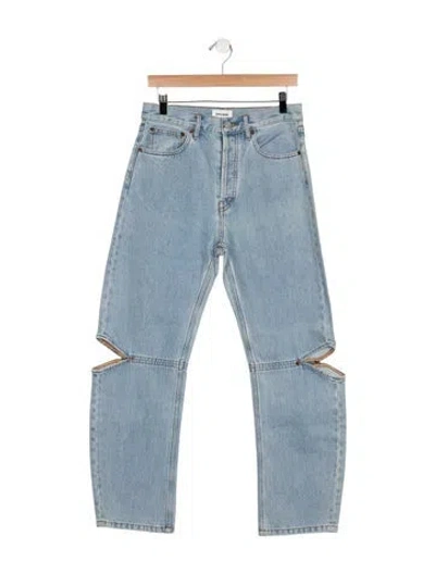 Pre-owned Still Here High-rise Straight Leg Jeans In Blue