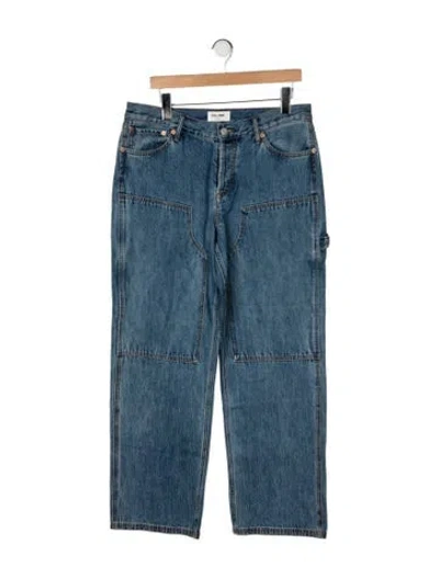 Pre-owned Still Here High-rise Straight Leg Jeans In Blue