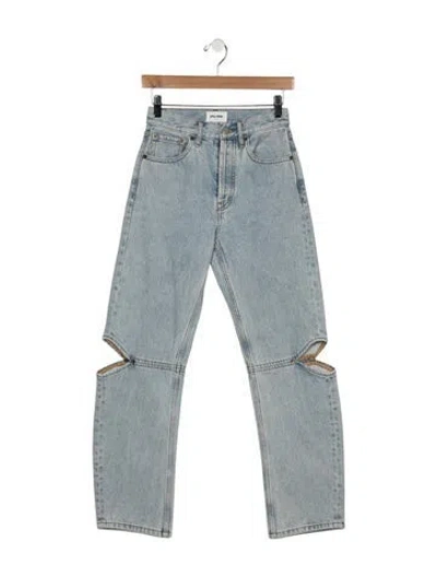 Pre-owned Still Here High-rise Straight Leg Jeans In Blue