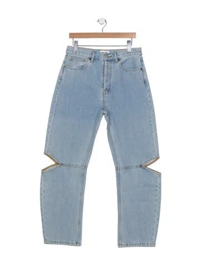 Pre-owned Still Here High-rise Straight Leg Jeans In Blue
