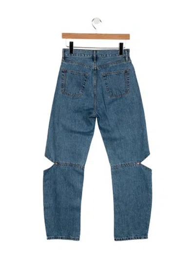 Pre-owned Still Here High-rise Straight Leg Jeans In Blue