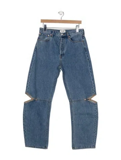 Pre-owned Still Here High-rise Straight Leg Jeans In Blue