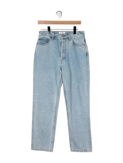 Pre-owned Still Here High-rise Straight Leg Jeans In Blue