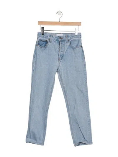 Pre-owned Still Here High-rise Straight Leg Jeans In Blue